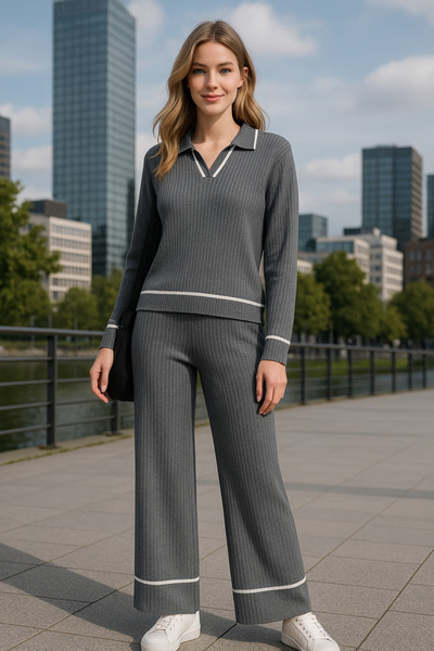 semela New Season Ribbed Sports Knitwear Set