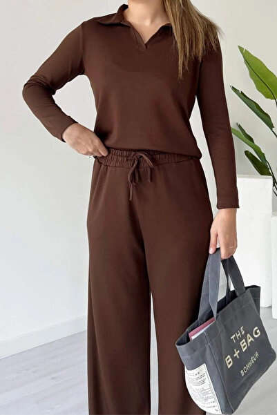 Balenbi Women's Modal Fabric Polo Neck Long Sleeve Suit 1126