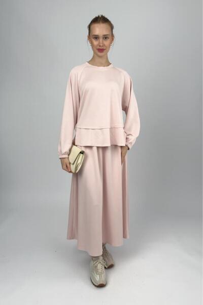 Betimoda Women's Soft Textured Modal Skirt Set Powder Pink