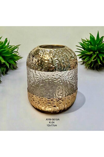 Genel Markalar Şerit Detay Buğu Model Cam Vazo Küçük Boy 12x17cm