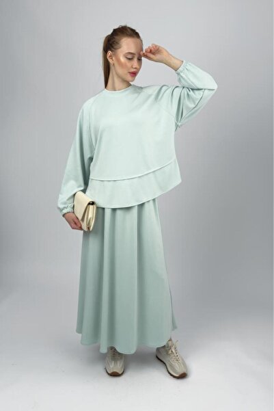 Betimoda Women's Soft Textured Modal Skirt Set Water Green