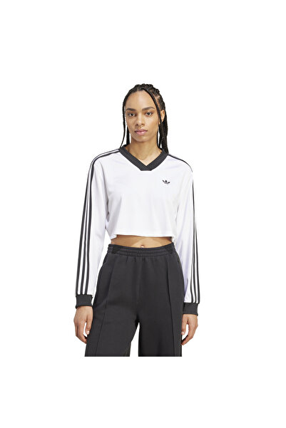 adidas Tricou alb pentru femei JACQUARD LS TOP JV9740