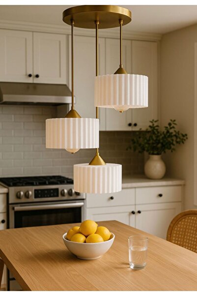 GLOBELUX İskandinav Tarzı Eskitme Renk 3 LÜ Sütun Tasarım Bohem Tarzı Avize (ampul hediyedir)