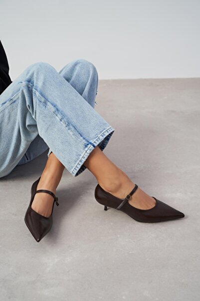 NİŞANTAŞI SHOES Eldon Kahve Raşel Rustik Desenli Hakiki Deri Topuklu Kadın Ayakkabı