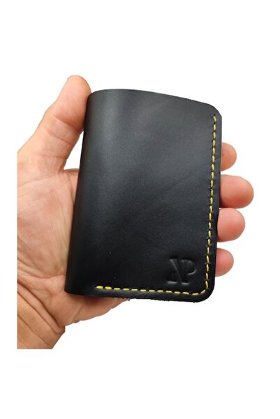 Natty Pell bicolor wallet – black & yellow, handmade, slim for cards