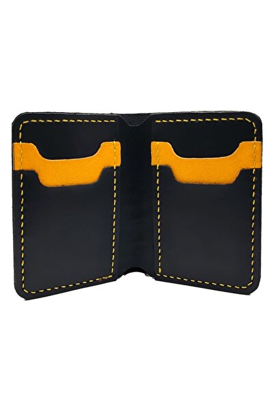 Natty Pell bicolor wallet – black & yellow, handmade, slim for cards