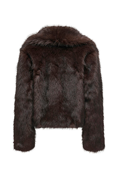 ONLY Dark Brown Women's Coat Onldawn Life Faux Fur Jacket Cc Otw