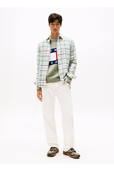 Tommy Jeans Regular Fit Yeşil Çizgili Erkek Gömlek DM0DM220240H7 TJM REG FLANNEL CHECK