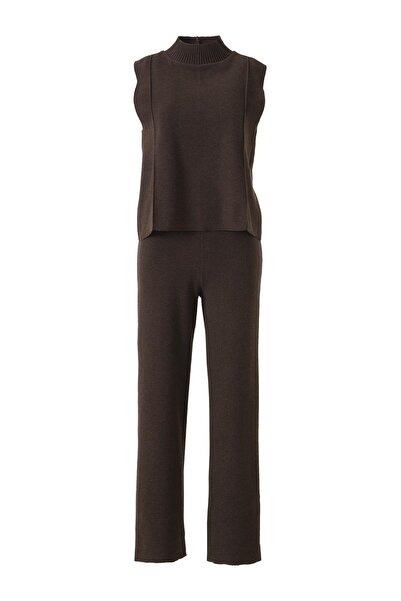 FACETTE Şardonlu Kolsuz Bluz Pantolon Takıım