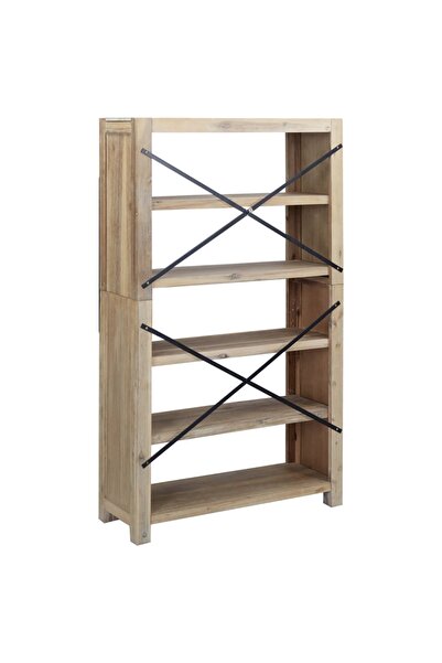vidaxl 5-Tier Bookcase 80x30x140 cm Solid Wood Acacia