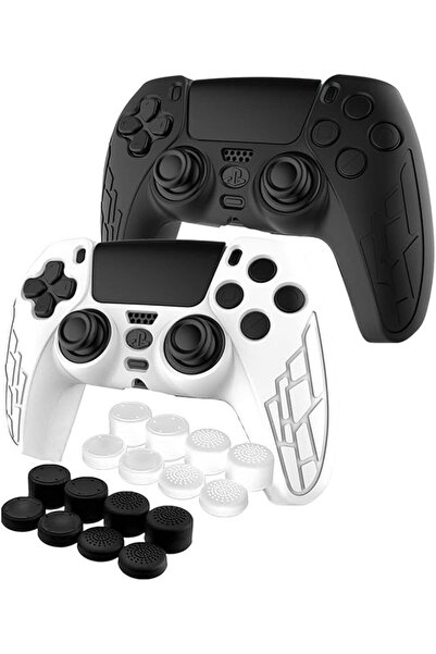 007 ICV V PS5 Controller Silicone Protective Covers (2-Pack) Anti-Slip Dustproof with 16 Thumb Grips