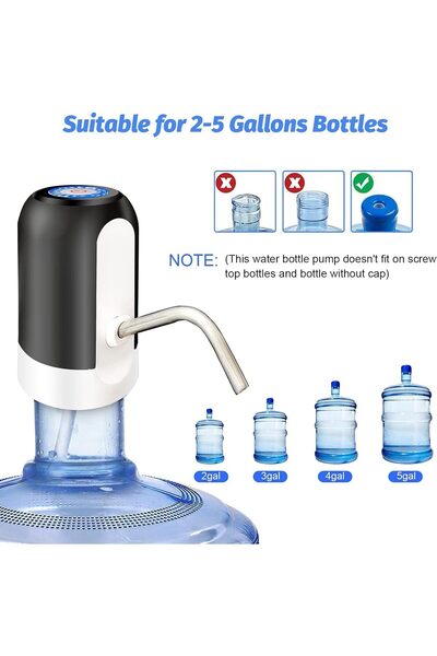 Generic SKY-TOUCH 3pcs Automatic Water Dispenser, USB Rechargeable, Black