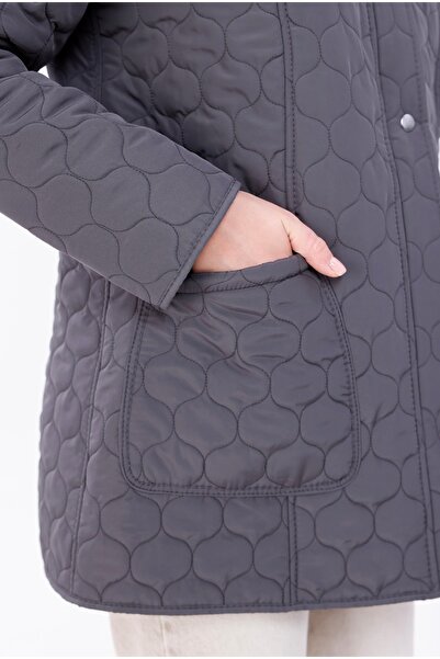 MG OTANTİK Women's Fur Quilted Coat - Water Repellent Plus Size Winter Coat