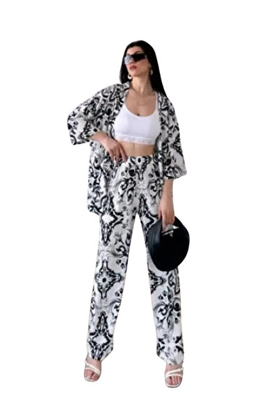 BEEMU Lower Upper Set Kimono- Patterned