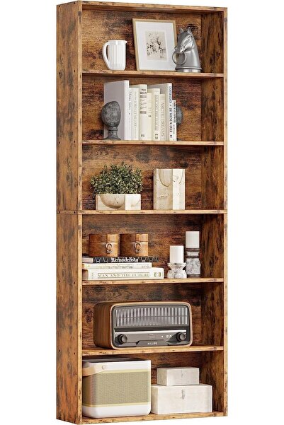 Chulovs 6-Tier 180cm Floor-Standing Bookcase - Vintage Brown (Engineered Wood)