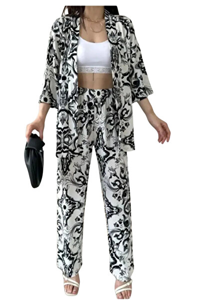 BEEMU Lower Upper Set Kimono- Patterned