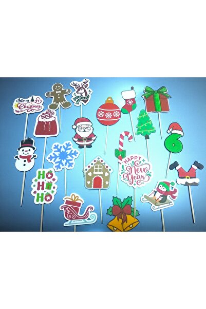 Armada 20 قطعة من زينة الكعك الكرتونية بتصميم عيد الميلاد، زينة على شكل سانتا...