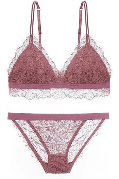 Margoun طقم حمالة صدر مثلثة مثيرة من الدانتيل مع ملابس داخلية بدون سلك MGB-03