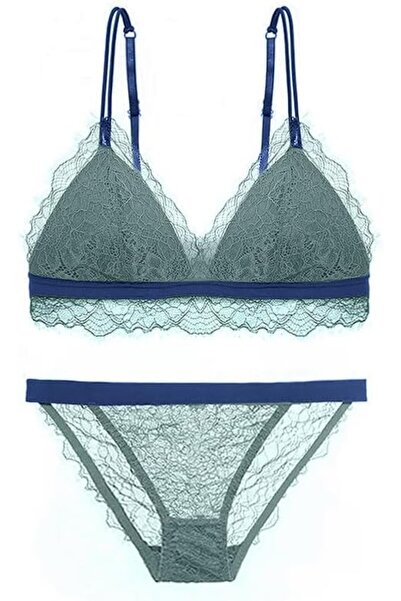 Margoun Sexy Lace Triangle Bralette and Briefs Set Wireless Bra MGB-03