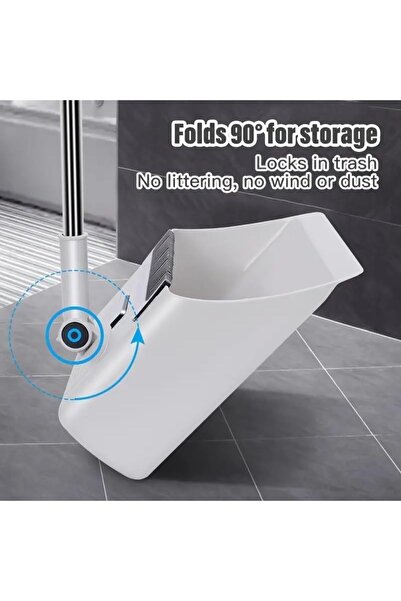 RADIOTRONICS Broom with Dustpan Combo Set (Grey) — Long Handle, Stand-Up Dustpan