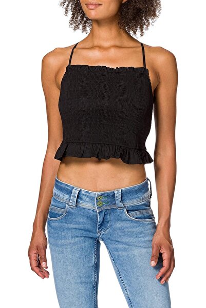 NA-KD Women Halter Neck Sleeveless Shirred Crop Top