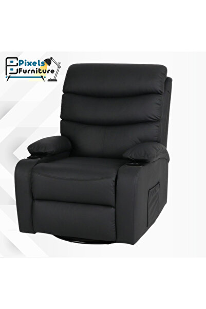 PixelsFurniture Pixel Furniture Recliner Chair with Cup Holders, Fabric Rocking and Swivel Recliner Chair with Adjustable Footrest