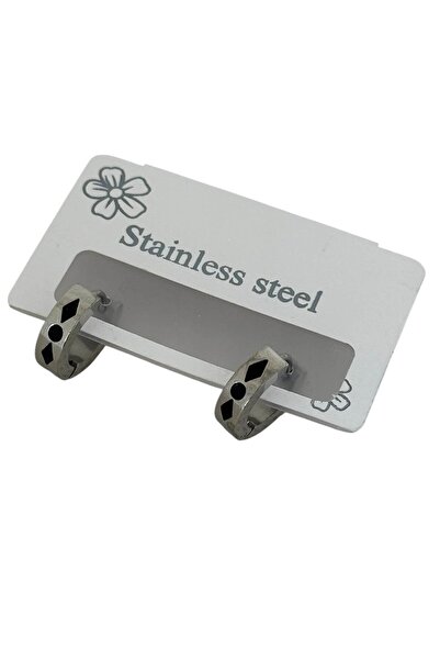 TAKIŞTIR Silver Color Men's Steel Earrings (Pair)