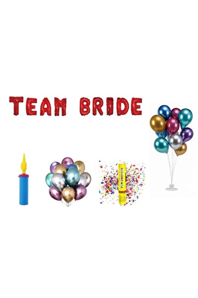 OEM Set Baloane Team Bride , Cake Topper Cadou , 69Buc , Rosu