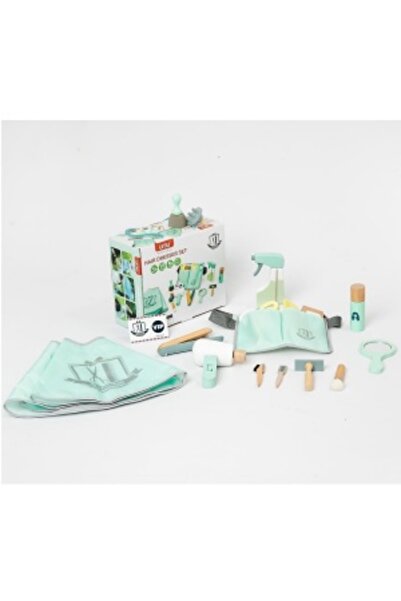 CREATIVE Wooden Hairdresser Play Set for Children 3+, 16 Accessories, 21.5 x 17.1 cm, Brown-Blue