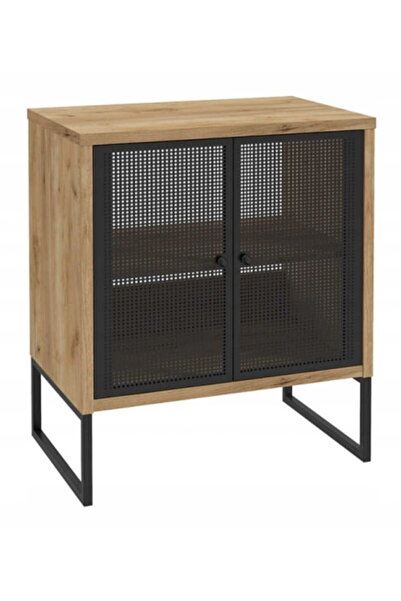 Other 80x70cm standing cabinet on metal legs, black laminated board, Fiora