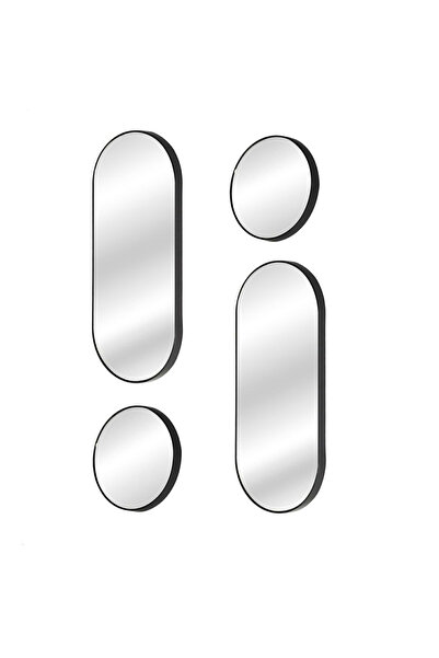 Other Set of 4 Deco Round mirrors black