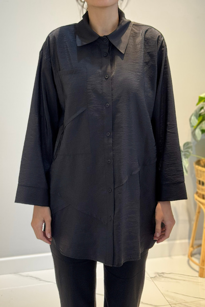 Ceremony Τονίκ με μακριά τσέπη με κουμπιά μπροστά 6148 Μαύρο