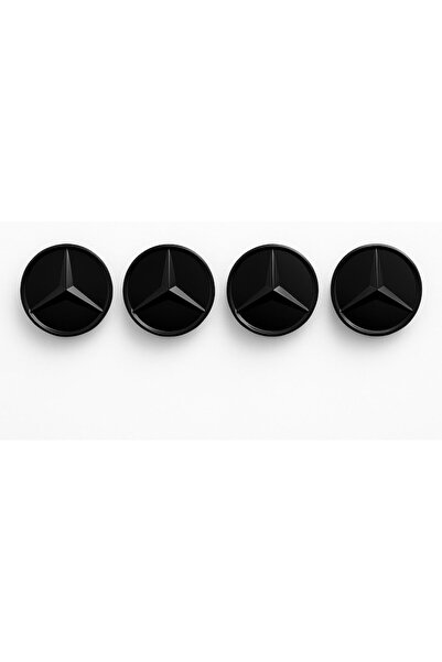 OEM Set of 4 Mercedes 75mm Wheel Caps – Matte Black, With Fixing Ring, Sport Premium Look