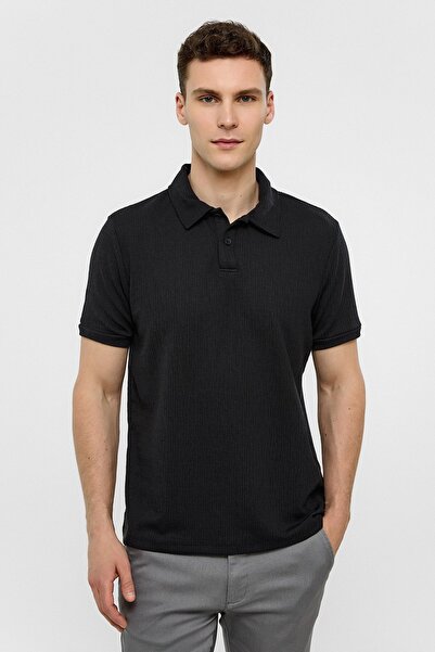 Back And Bond Black Polo Neck Regular Fit T-shirt