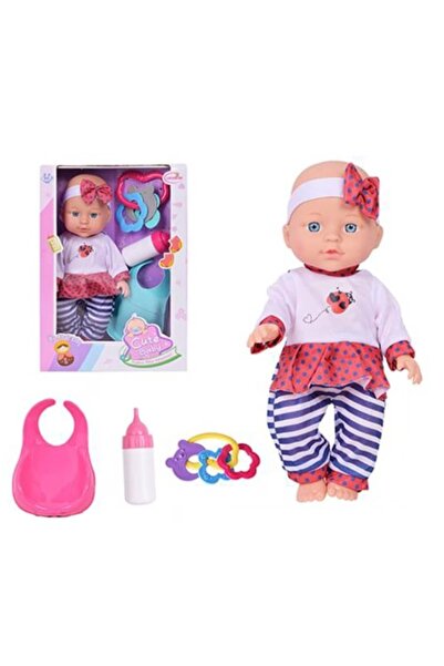 CREATIVE Toy Baby 18+ months, with clothes, bottle and rattling toys, plastic, 28 cm, multicolor