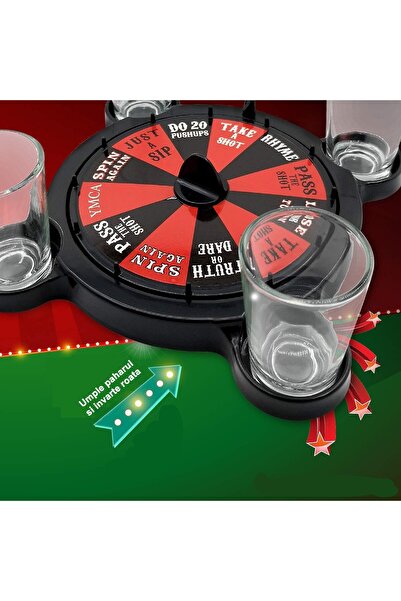 Flippy Drinking Game Roulette with Flippy Shot Glasses, 15 x 16.5 cm, Red/Black