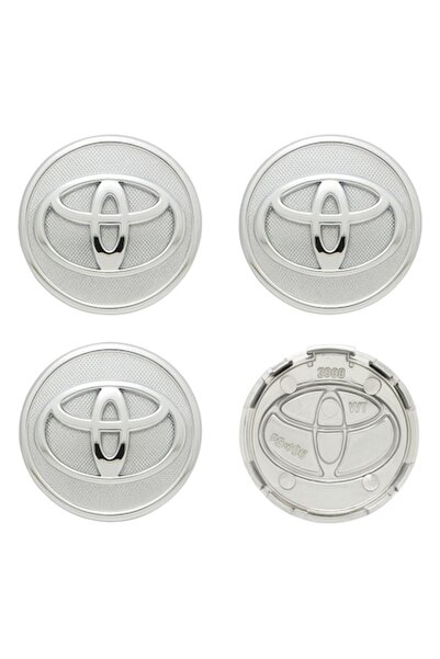 OEM Set de 4 capace centrale de roată Toyota, 57 mm, argintii, cu inel de fixare