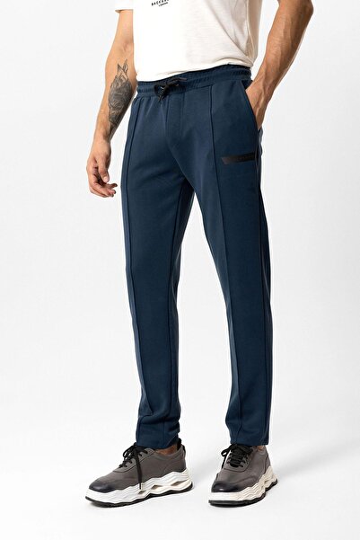 Back And Bond Lacivert Regular Fit Beli Bağcıklı Örme Jogger Pantolon