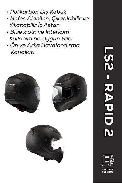 LS2 Rapid 2 Takaroa Motosiklet Kaskı – Full Face, Güvenli & Konforlu Tasarım