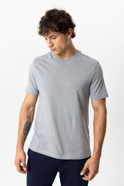 Back And Bond Anthracite Regular Fit 100% Cotton Crew Neck T-Shirt