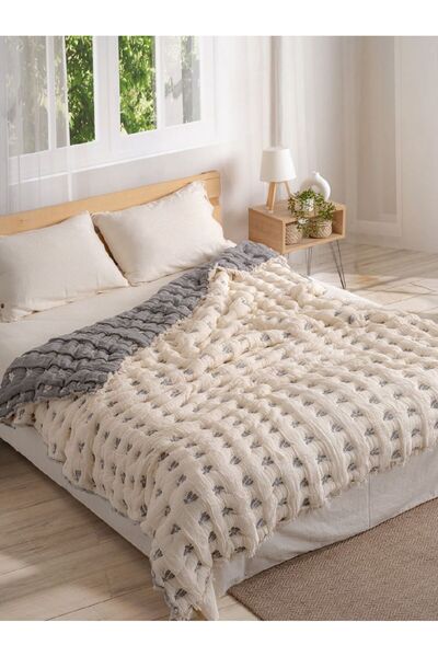 Peshtemalsan 9 KATLI %100 PAMUK MÜSLİN YORGAN YATAK ÖRTÜSÜ ANTRASİT