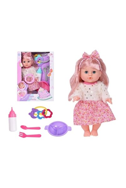 CREATIVE Pink-haired doll with clothes, rattling toys and feeding accessories, 18+ months, 28 cm
