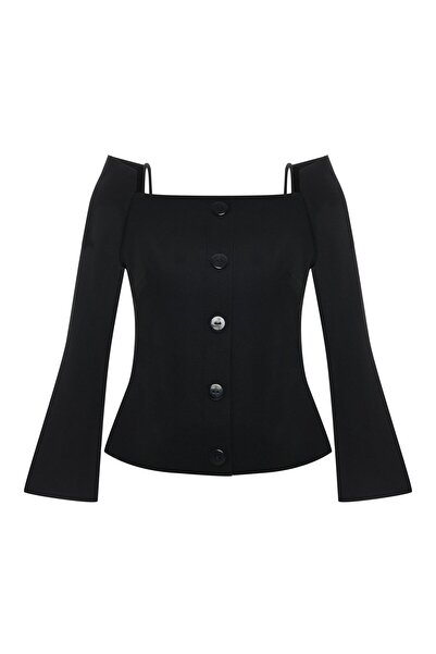 KAMEYA KARE YAKA DÜĞMELİ BLUZ 26W10846