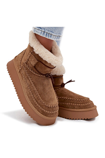 Big Star Shoes Cizme de iarnă din velur pentru femei cu cusături decorative B...