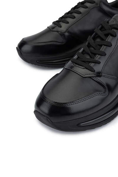 Tamer Tanca Erkek Hakiki Deri Siyah Sneakers & Spor Ayakkabı