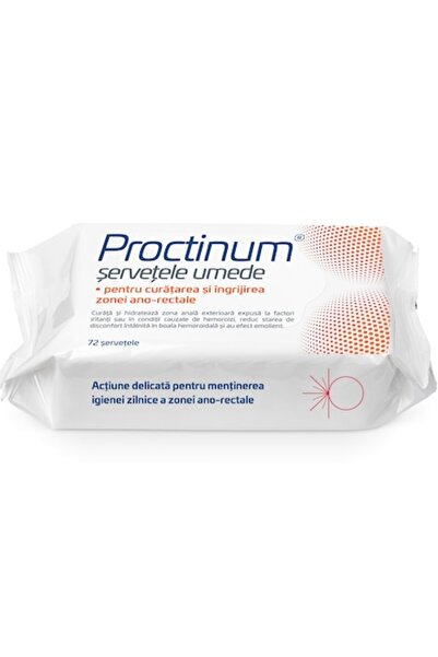 Zdrovit Șervețele umede Proctinum pentru igienă ano-rectală, Zdrovit, 72 buc.