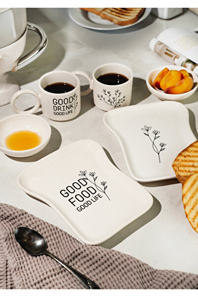 LALEZEN HOME 2 KİŞİLİK SERAMİK TOST KAHVALTILIK TAKIMI (6 PARÇA )