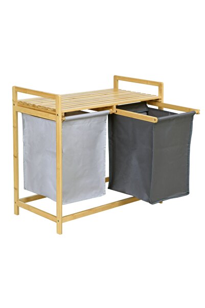 Other kosz na pranie lub zabawki bambusowy HANOI 2 przegrody DUO KOLOR