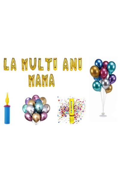 OEM Set baloane La mulți ani, mamă, cadou pentru decor tort, 75 buc, aurii
