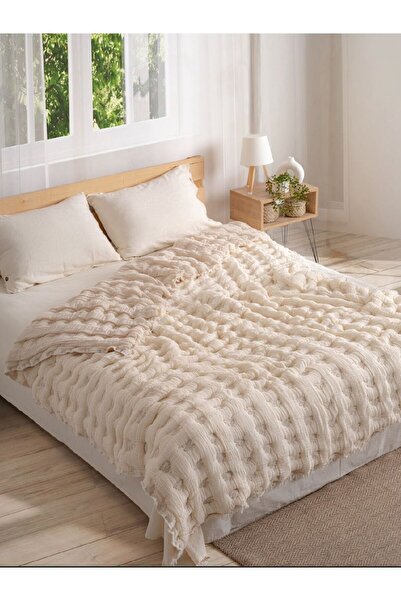 Peshtemalsan 9 KATLI %100 PAMUK MÜSLİN YORGAN YATAK ÖRTÜSÜ AÇIK BEJ
